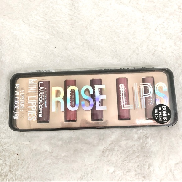 NEW LA Colors mini lippies 5 rose lipsticks with bonus keepsake tin makeup - Picture 1 of 7
